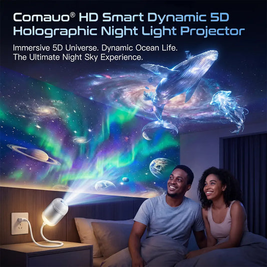 Comauo® NEXT-GEN SMART PROJECTION HD Smart Dynamic 5D Holographic Night Light Projector