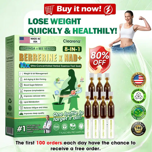 🧑‍⚕️ 𝐂𝐥𝐞𝐚𝐫𝐞𝐧𝐚® Moringa · Bee Venom · Berberine × NAD+ Eight-in-one 10× Ultra-Concentrated Herbal Essence Foot Soak — 𝐎𝐧𝐜𝐞 𝐃𝐚𝐢𝐥𝐲, 𝐕𝐢𝐬𝐢𝐛𝐥𝐞 𝐑𝐞𝐬𝐮𝐥𝐭𝐬 𝐢𝐧 𝟕 𝐃𝐚𝐲𝐬